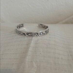 Silver Leaf Patterned Cuff Bracelet